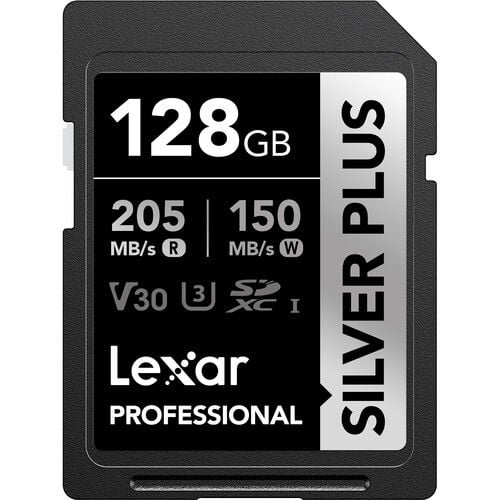 Lexar Professional 128GB 205 MB/s Silver Plus SD Hafıza Kartı