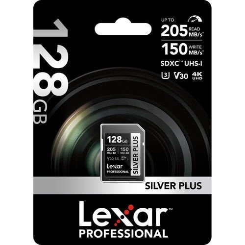 Lexar Professional 128GB 205 MB/s Silver Plus SD Hafıza Kartı