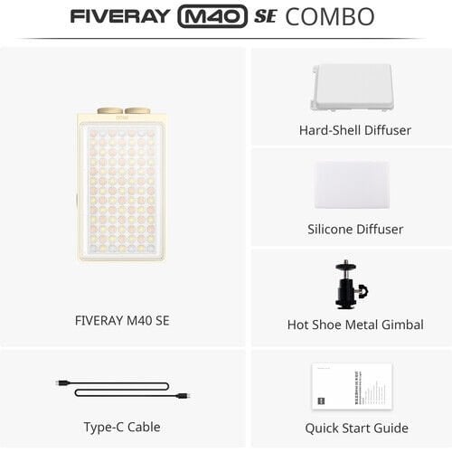 Zhiyun Fiveray M40 SE 40W Taşınabilir Led Işık (Combo Kit)