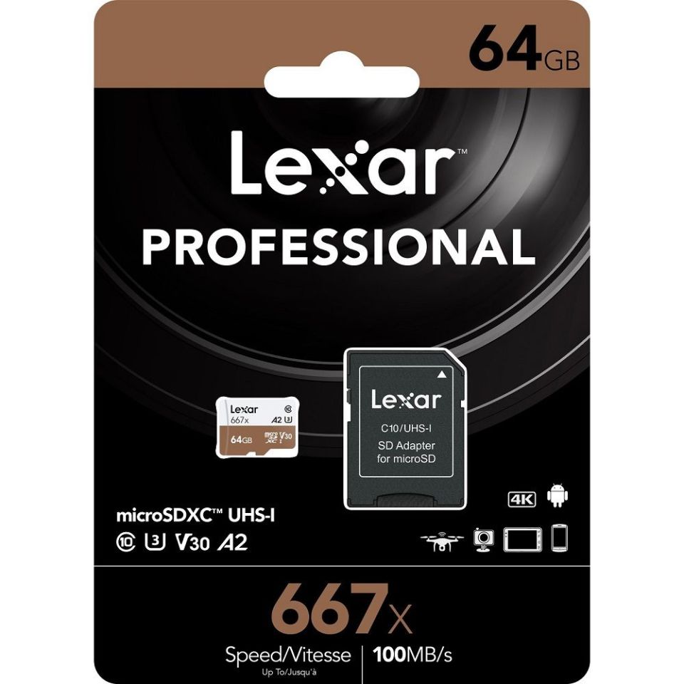 Lexar MicroSD 64GB 667X  Hafıza Kartı (100mb/sn)