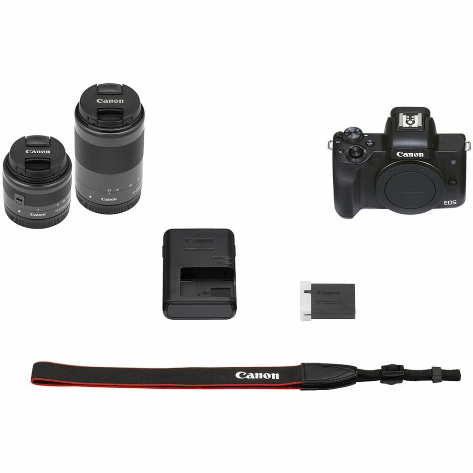 Canon EOS M50 Mark II 15-45mm + 55-200mm IS STM Lensli Kit