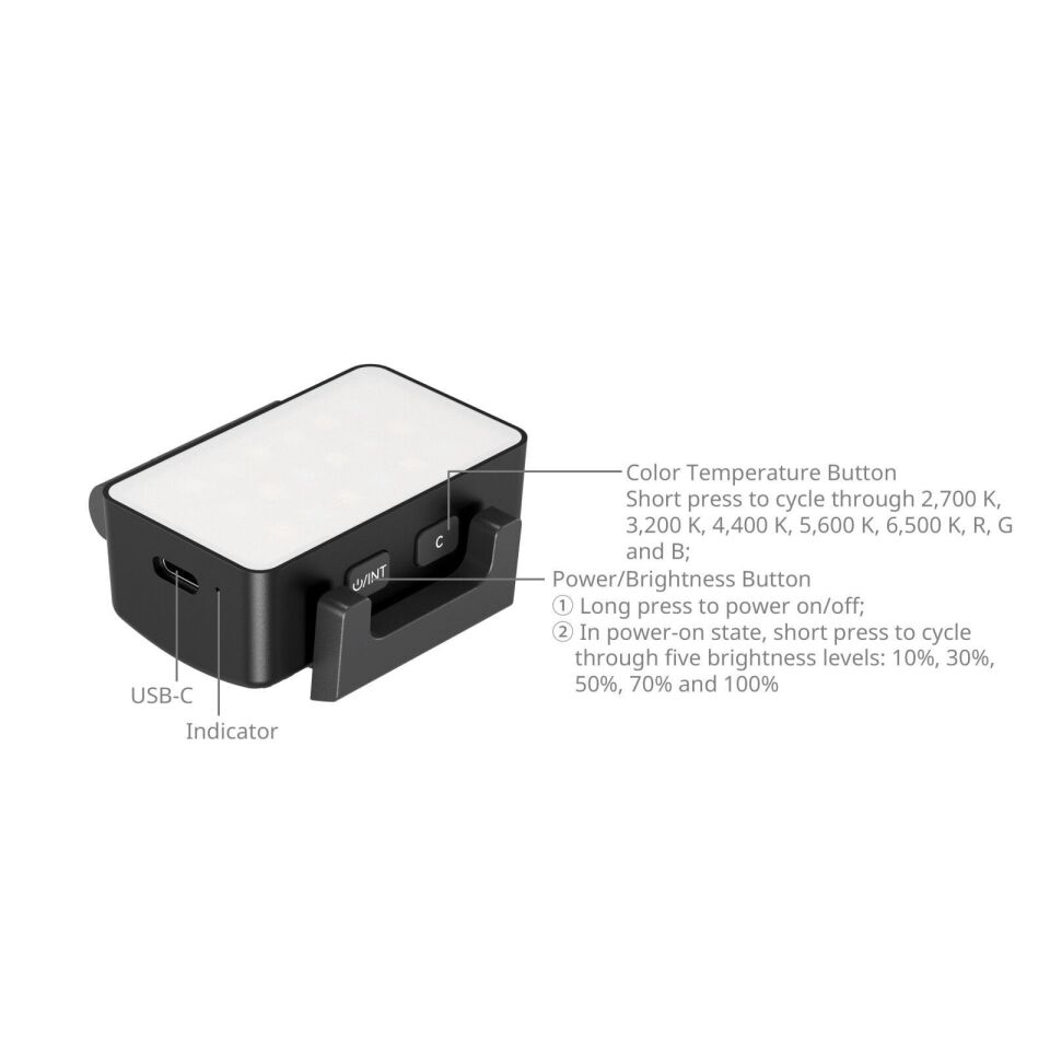 SmallRig 5745 DJI Osmo Pocket 3  için RGBWW LED Video Işığı