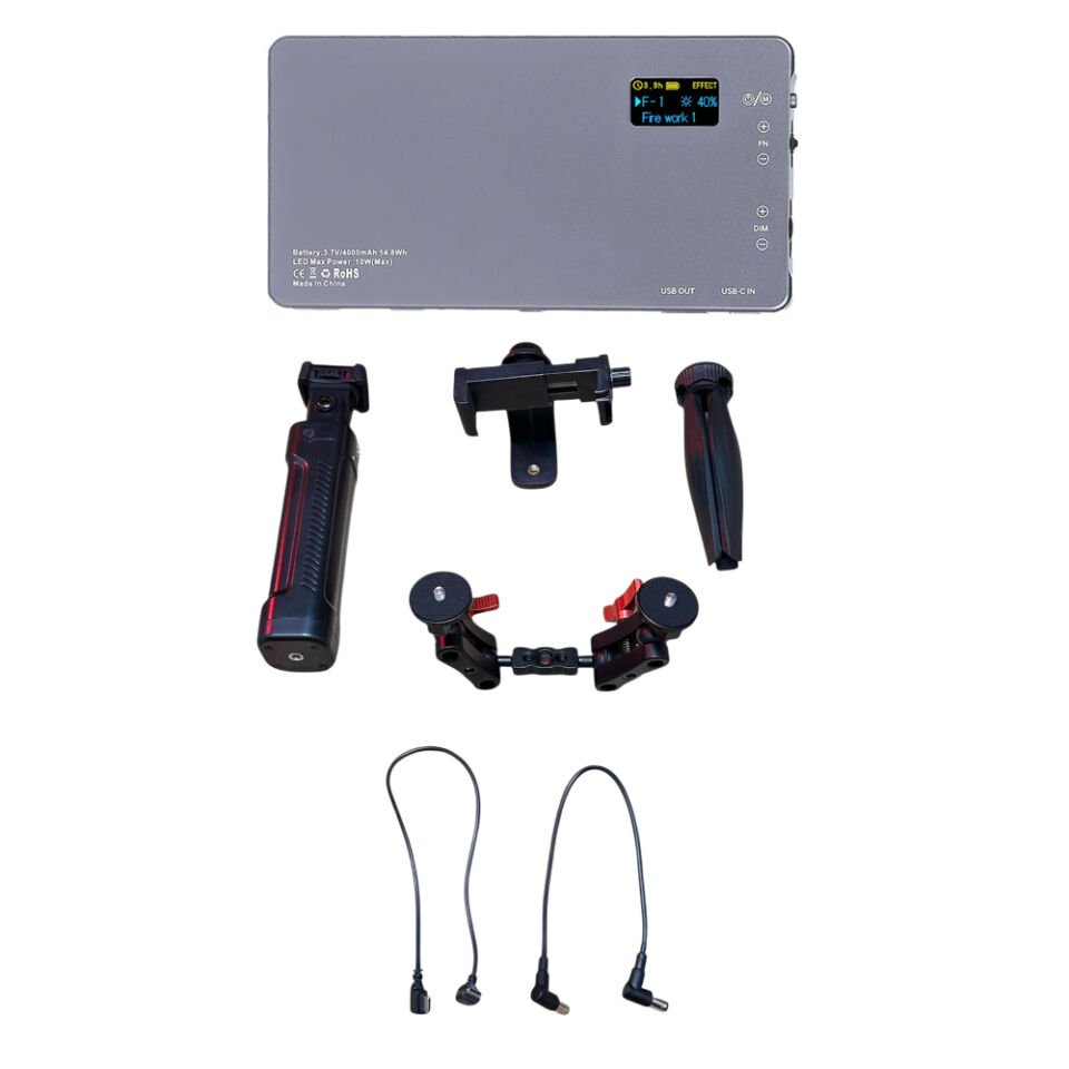 GDX CF-135 RGB Telefon Vlog + El Tipi Powerbank Tripod Batarya