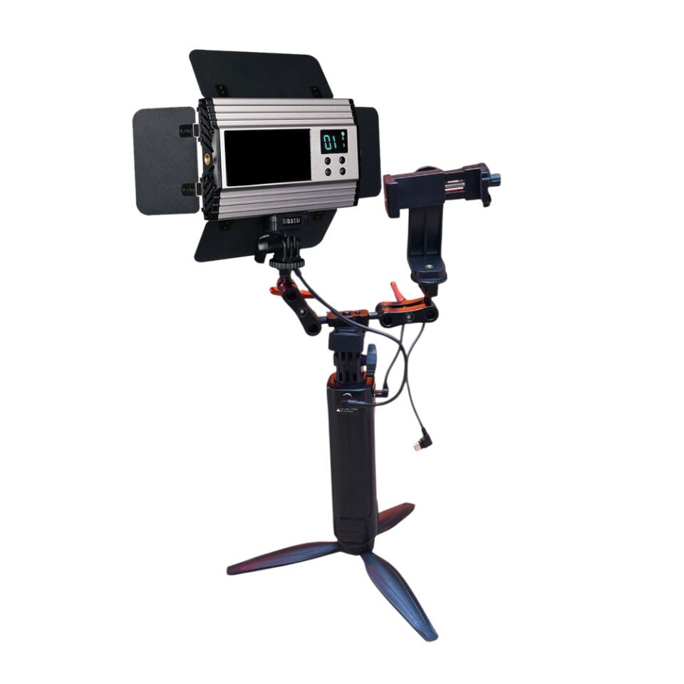 GDX CF-150C RGB Telefon Vlog Seti + El Tipi Powerbank Tripod Batarya