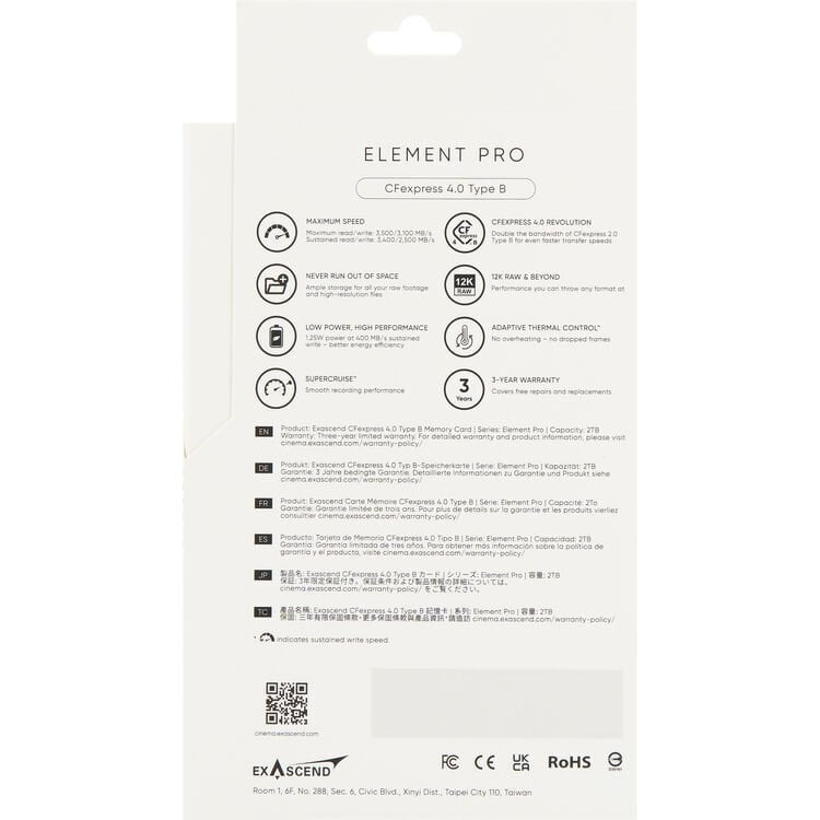 Exascend 512GB Element Pro CFexpress 4.0 Type B Hafıza Kartı