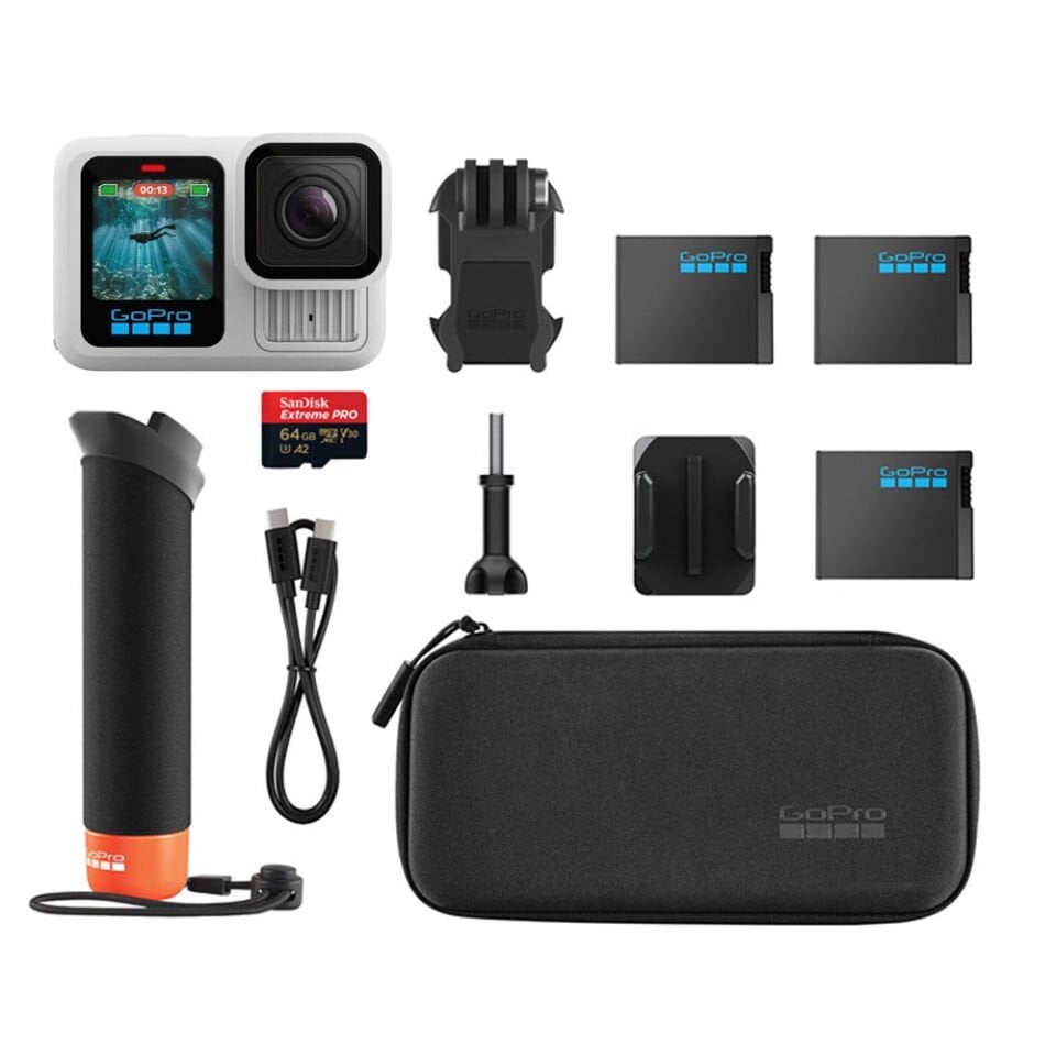 GoPro HERO13 Black Polar White Accessory Bundle (3 Batarya + 64GB Hafıza Kartı)