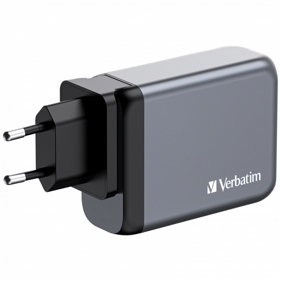 Verbatim 100W GAN Hızlı Şarj 4-Bağlantı Noktalı 2 x Usb-C PD 100W / 1 x Usb-C PD 65W / 1 x Usb-A QC 3.0-(32202)
