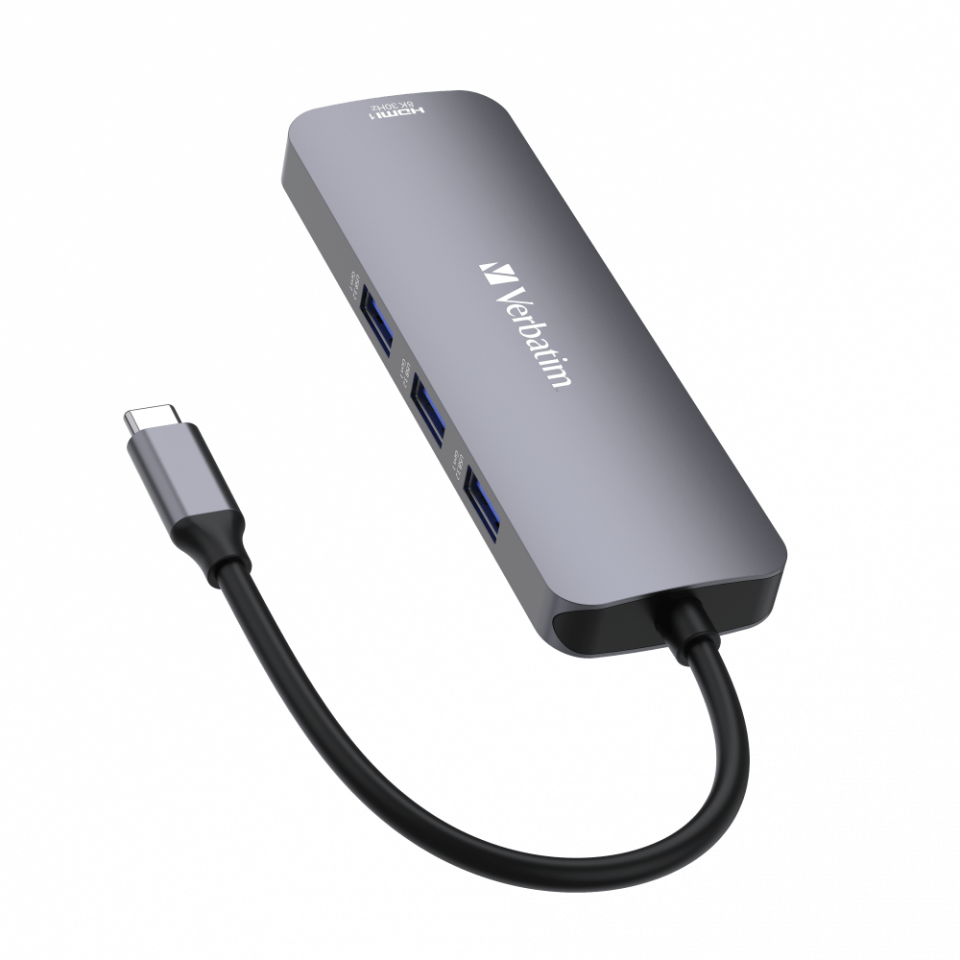 Verbatim 8 Port Usb C Bağlantılı Çoklayıcı Hub 2 x HDMI, 3x Usb-A 3.2 Gen1, 1 x SD kart yuvası (ARTIKEL NO: 1238878)