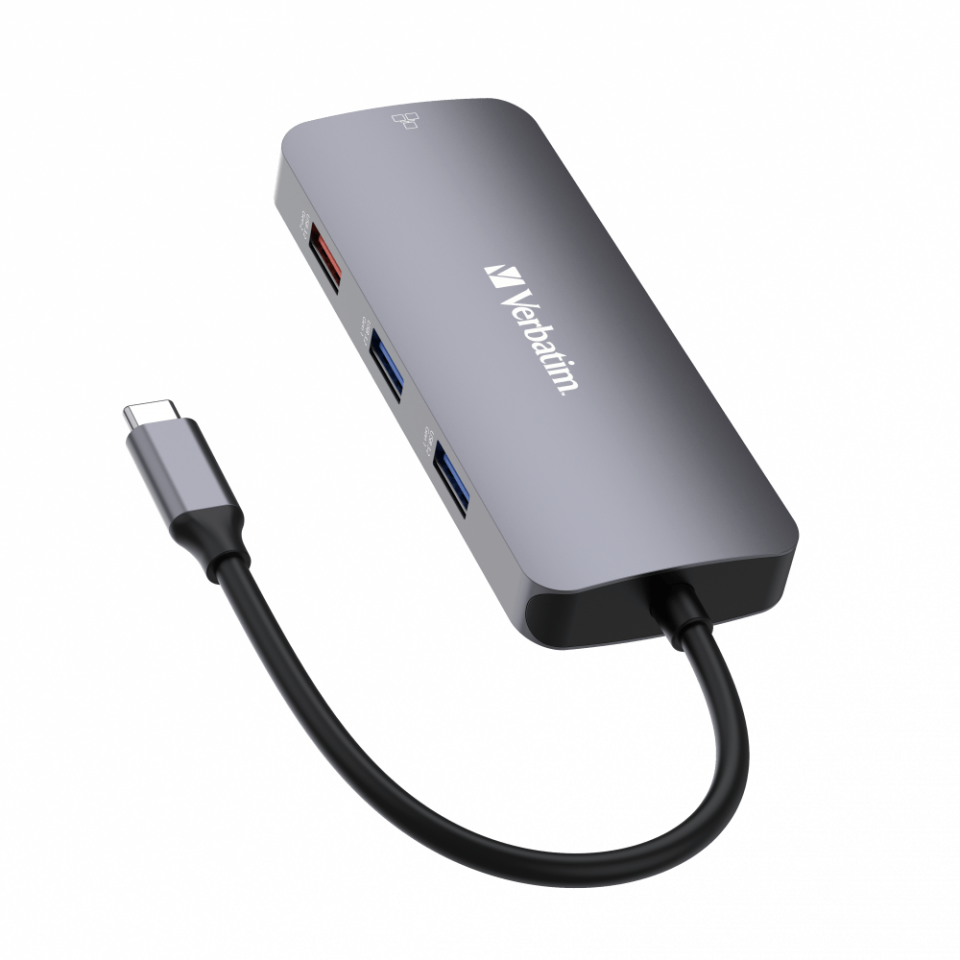 Verbatim 9 Port Usb C Bağlantılı Çoklayıcı Hub 1 x HDMI, 1 x RJ45, 2 x USB-C 3.2 Gen2, 1 x Usb-A 3.2 Gen2, 2 x USB-A 3.2 Gen1,