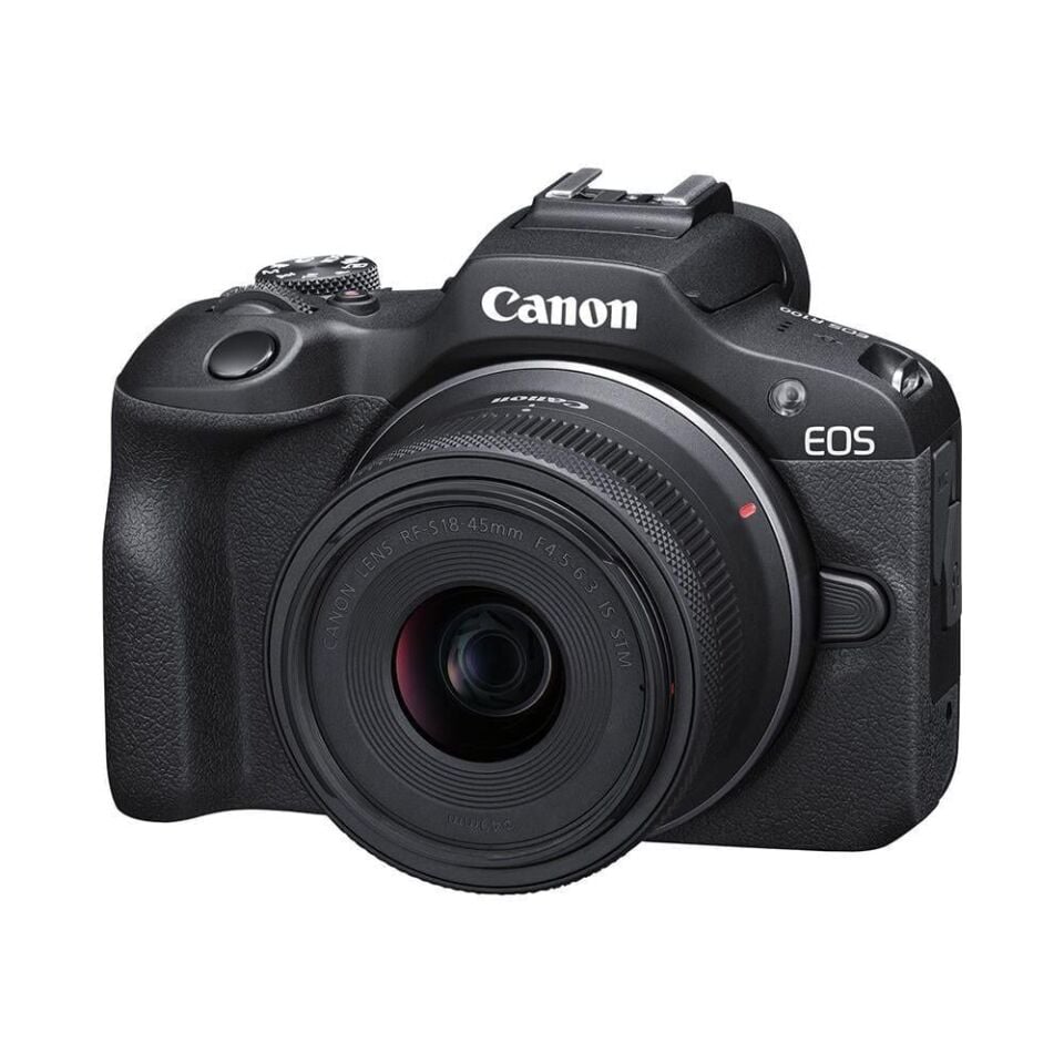Canon EOS R100 + RF-S 18-45mm IS STM Travel Kit (Omuz Çantası + 64GB SD Kart)