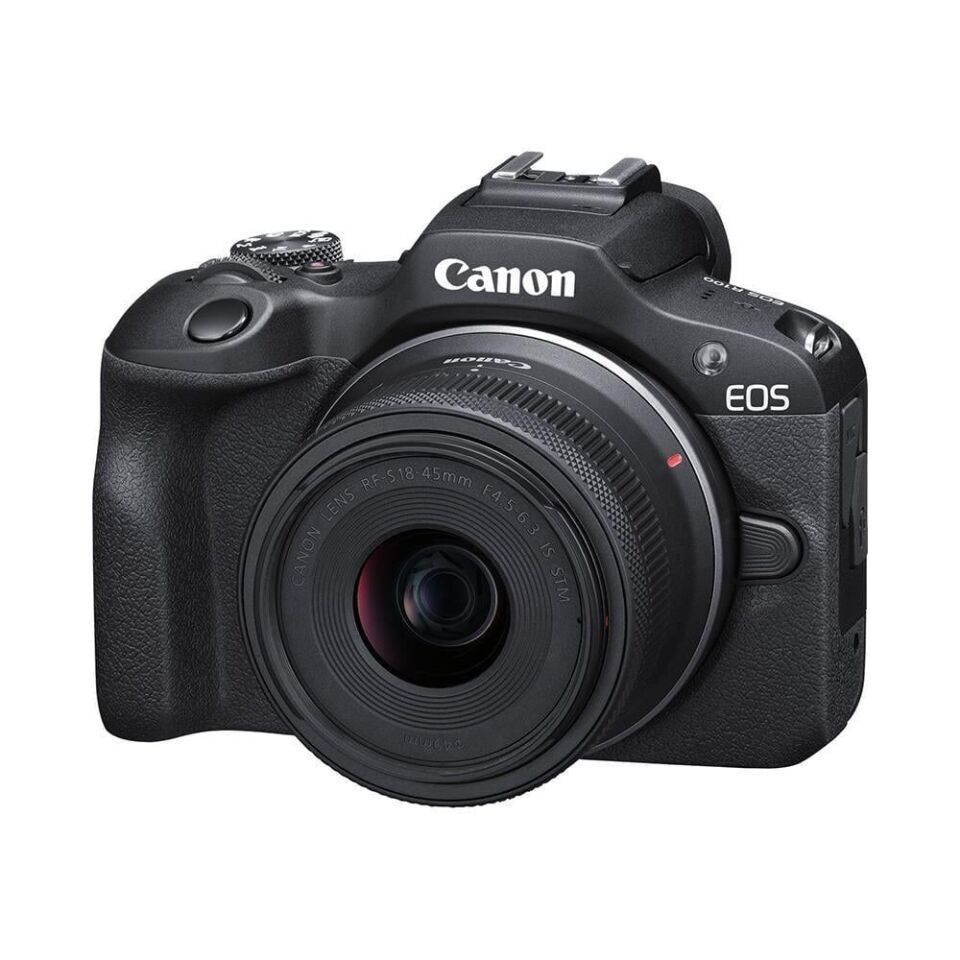 Canon EOS R100 + RF-S 18-45mm IS STM Travel Kit (Omuz Çantası + 64GB SD Kart)