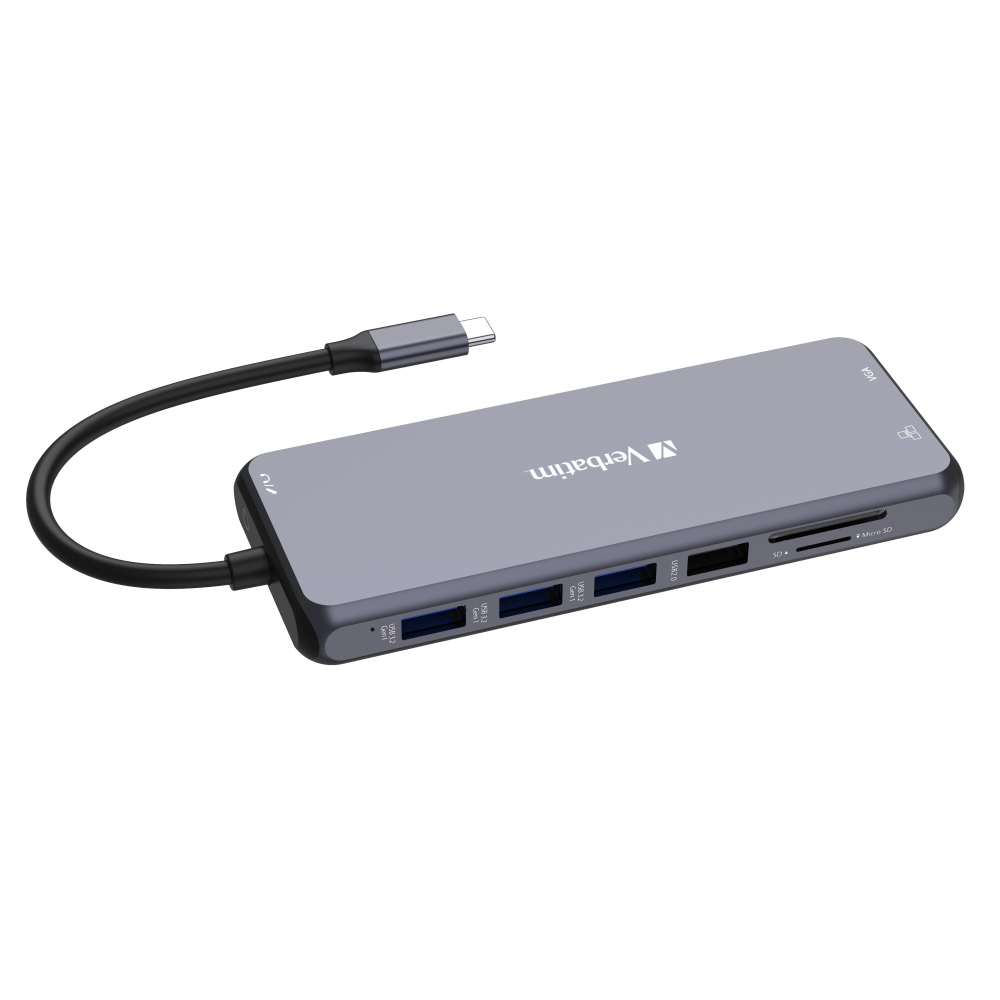 Verbatim 14 Port Usb C Bağlantılı Çoklayıcı Hub 2 x HDMI, 1 x VGA, 1 x RJ45, 3 x Usb-A 3.2 Gen1, 1 x Usb-C 3.2 Gen1, 2 x Usb-A