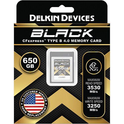 Delkin Black CF Express Type B 650GB 4.0 Hafıza Kartı (Okuma:3530 - Yazma:3250)