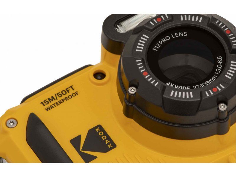 Kodak Pixpro WPZ2 Dijital Fotoğraf Makinesi (Sarı) + 16 GB MicroSD Kart + 2 Pil