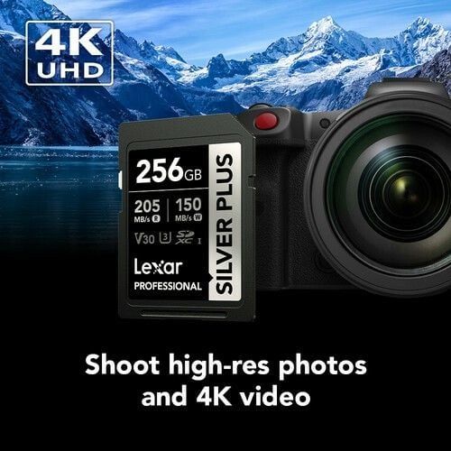 Lexar Professional 256GB 205 MB/s Silver Plus SD Hafıza Kartı