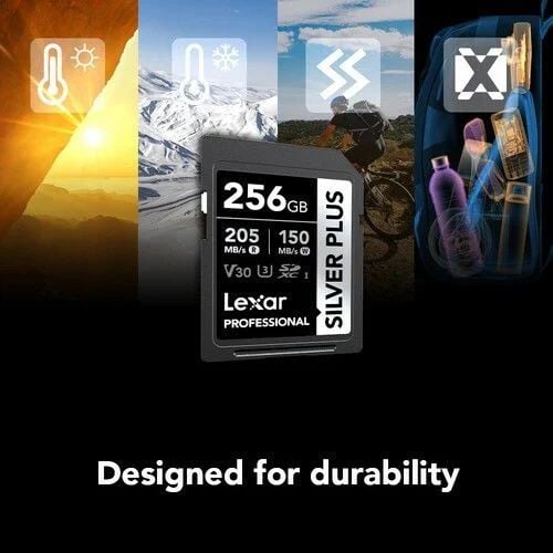Lexar Professional 256GB 205 MB/s Silver Plus SD Hafıza Kartı