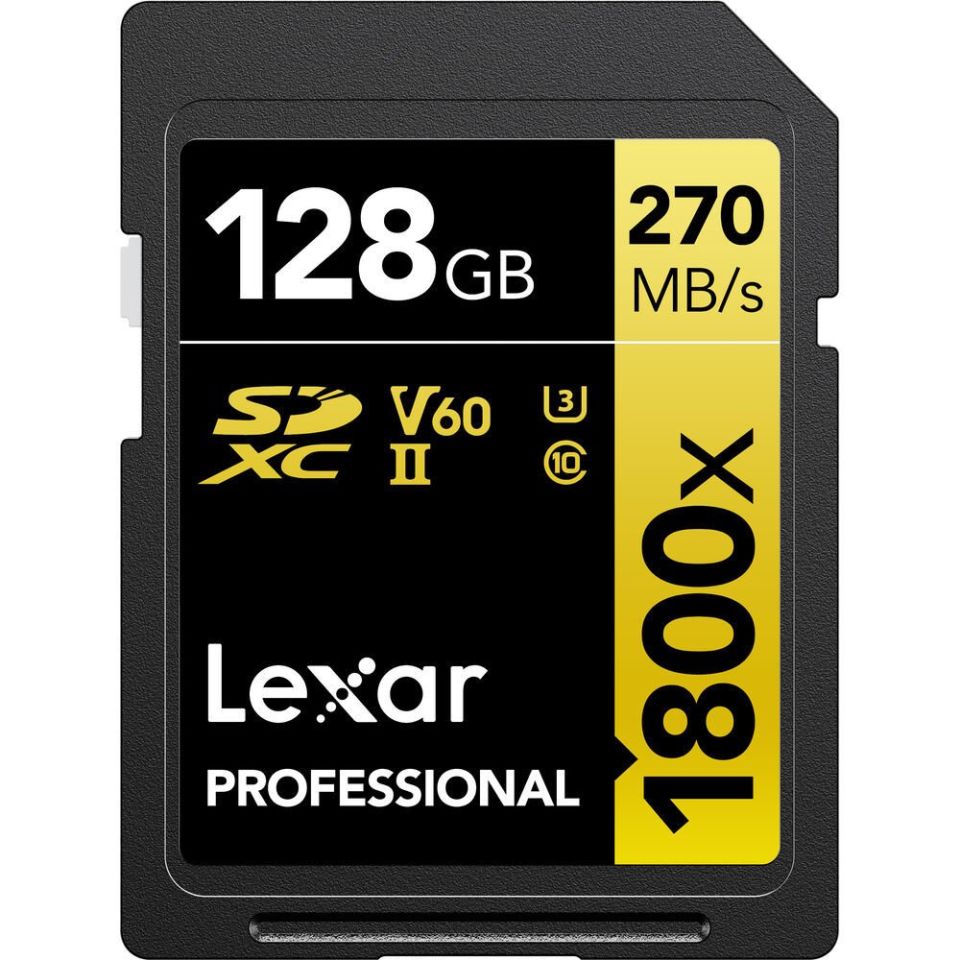 Lexar  SD 128GB Profesyonel 1800x UHS-II SDXC Hafıza Kartı (GOLD Serisi)