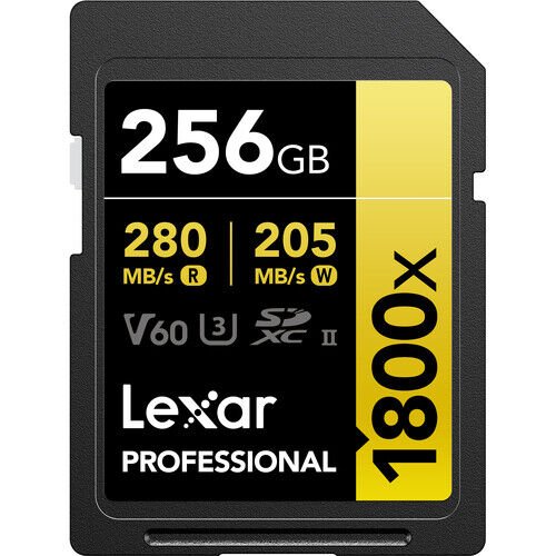 Lexar SD 256GB Professional 1800x UHS-II SDXC Hafıza Kartı (GOLD Serisi)