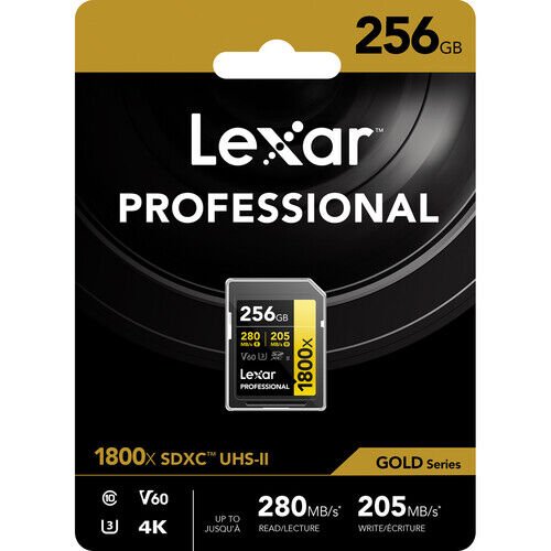 Lexar SD 256GB Professional 1800x UHS-II SDXC Hafıza Kartı (GOLD Serisi)