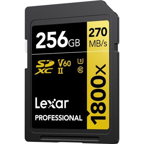 Lexar  SD 256GB Profesyonel 1800x UHS-II SDXC Hafıza Kartı (GOLD Serisi)