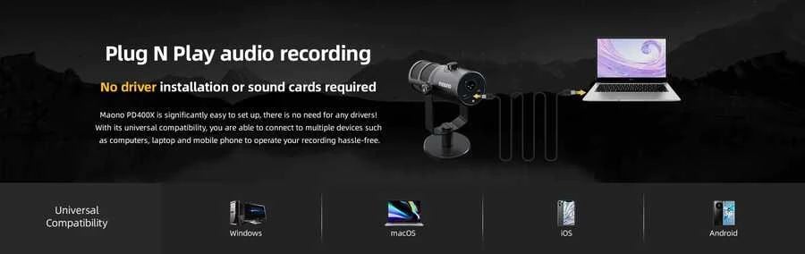 Maono PD400X USB/XLR Dinamik Mikrofon