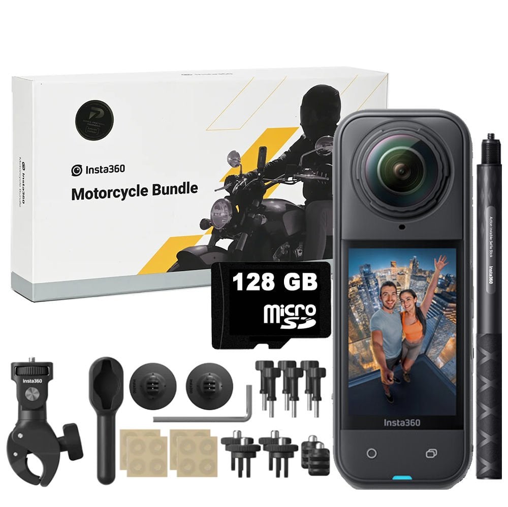 Insta360 X5 Motorcycle Bundle + Action Invisible Stick (128GB Hafıza Kartı Dahil)