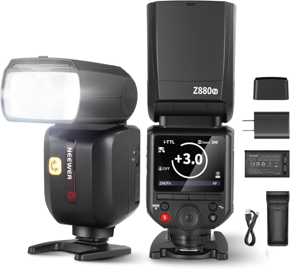 Z880-N TTL Nikon Uyumlu 76W Akülü Tepe Flaşı
