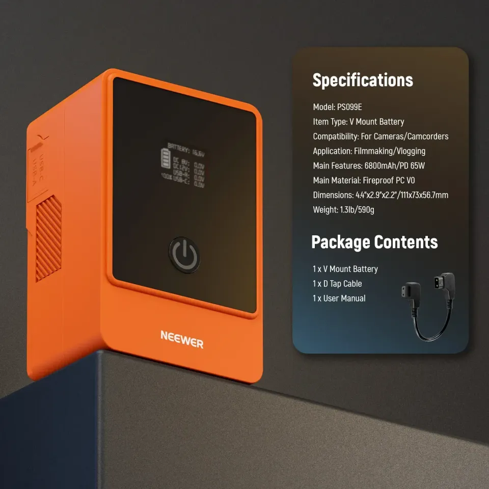 NEEWER V Mount Battery PS099E 6800mAh 14.5V 99Wh (Orange)