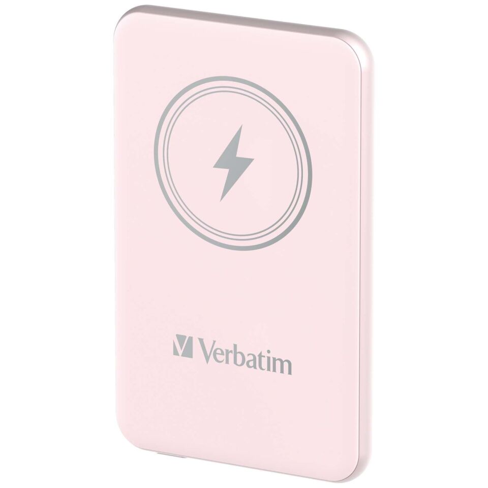 Verbatim 5000 Mah Manyetik Kablosuz (Magsafe) 15W Powerbank 20W PD Pembe Renk Kablo Dahil-(32243)