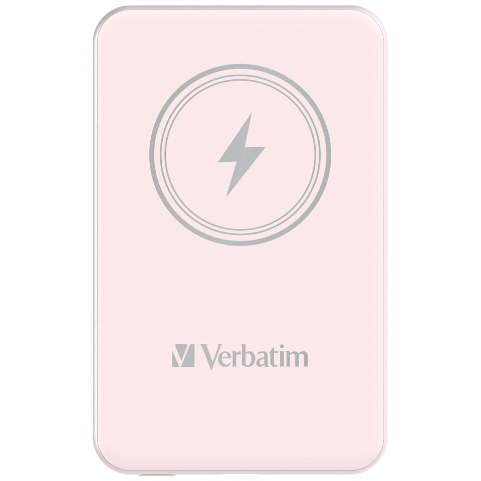 Verbatim 5000 Mah Manyetik Kablosuz (Magsafe) 15W Powerbank 20W PD Pembe Renk Kablo Dahil-(32243)
