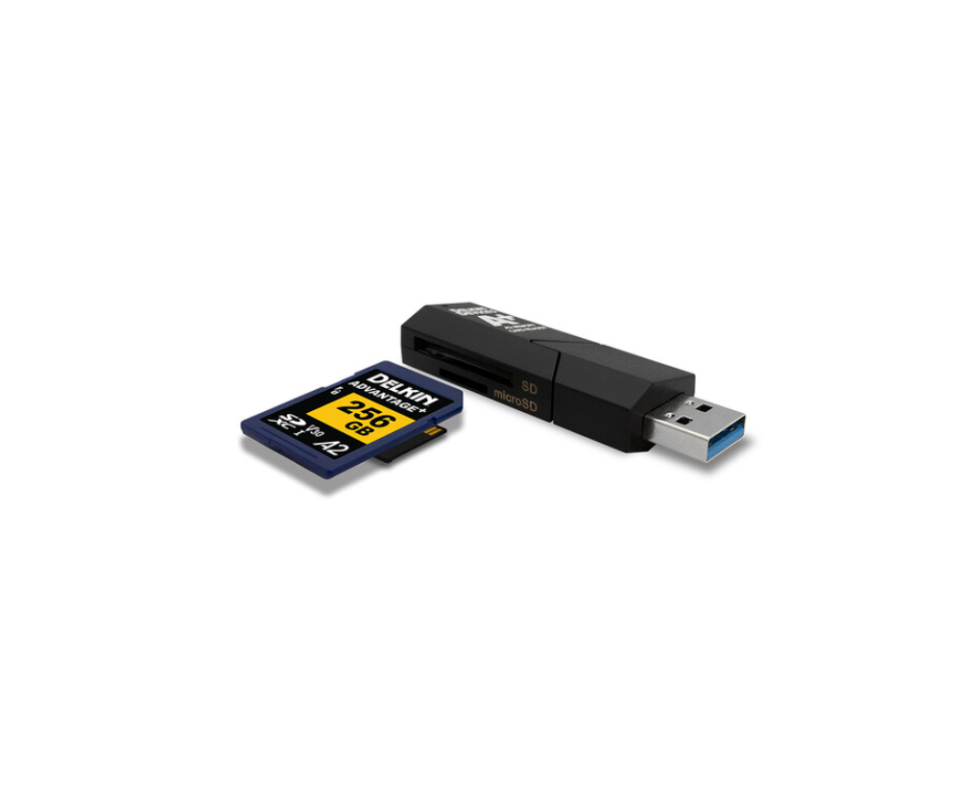DELKIN USB 3.1 SD & MICRO SD A2 CARD READER - 55