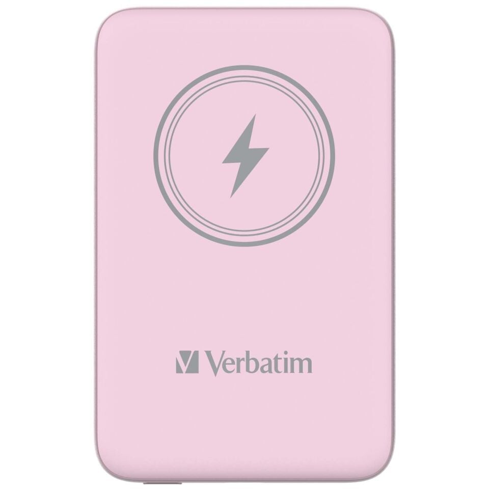 Verbatim 10000 Mah Manyetik Kablosuz (Magsafe)15W  Powerbank 20 W PD Pembe Renk Kablo Dahil-(32248)