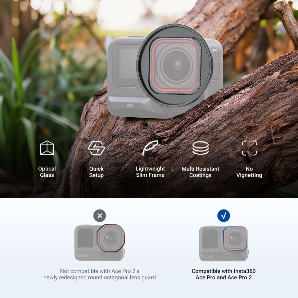 NEEWER 49mm Filtre Adaptör Halkası, Insta360 Ace Pro 1/2 ile uyumlu