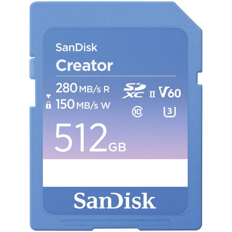 SanDisk 512GB 280MB/s Creator Series V60 UHS-II SDXC Hafıza Kartı