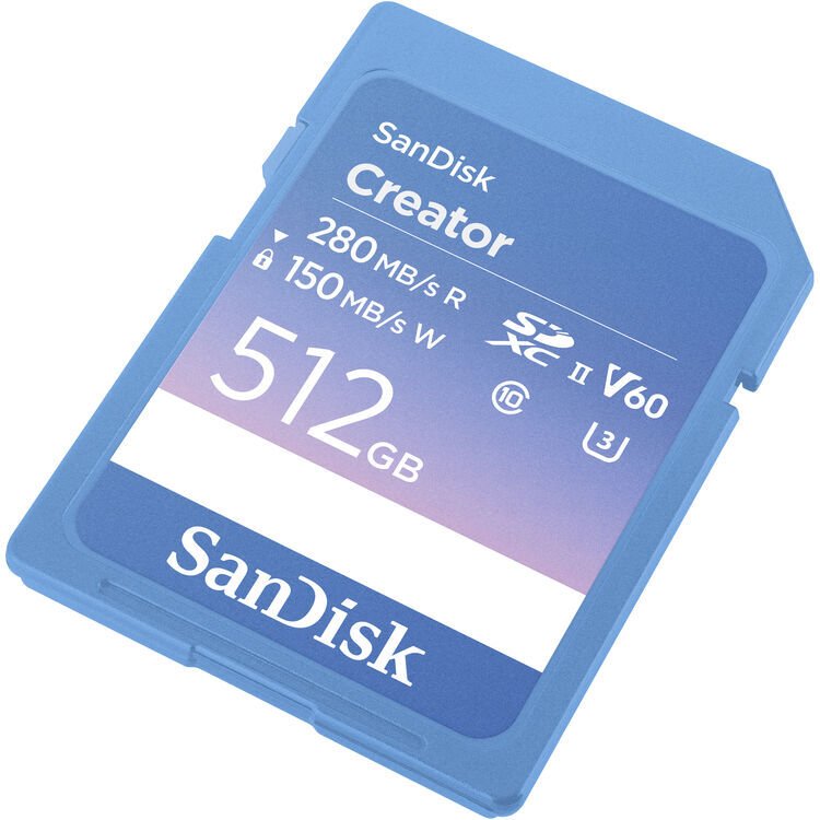 SanDisk 512GB 280MB/s Creator Series V60 UHS-II SDXC Hafıza Kartı