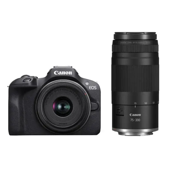 Canon EOS R100 + RF-S 18-45mm + 75-300mm Double Lens Kit