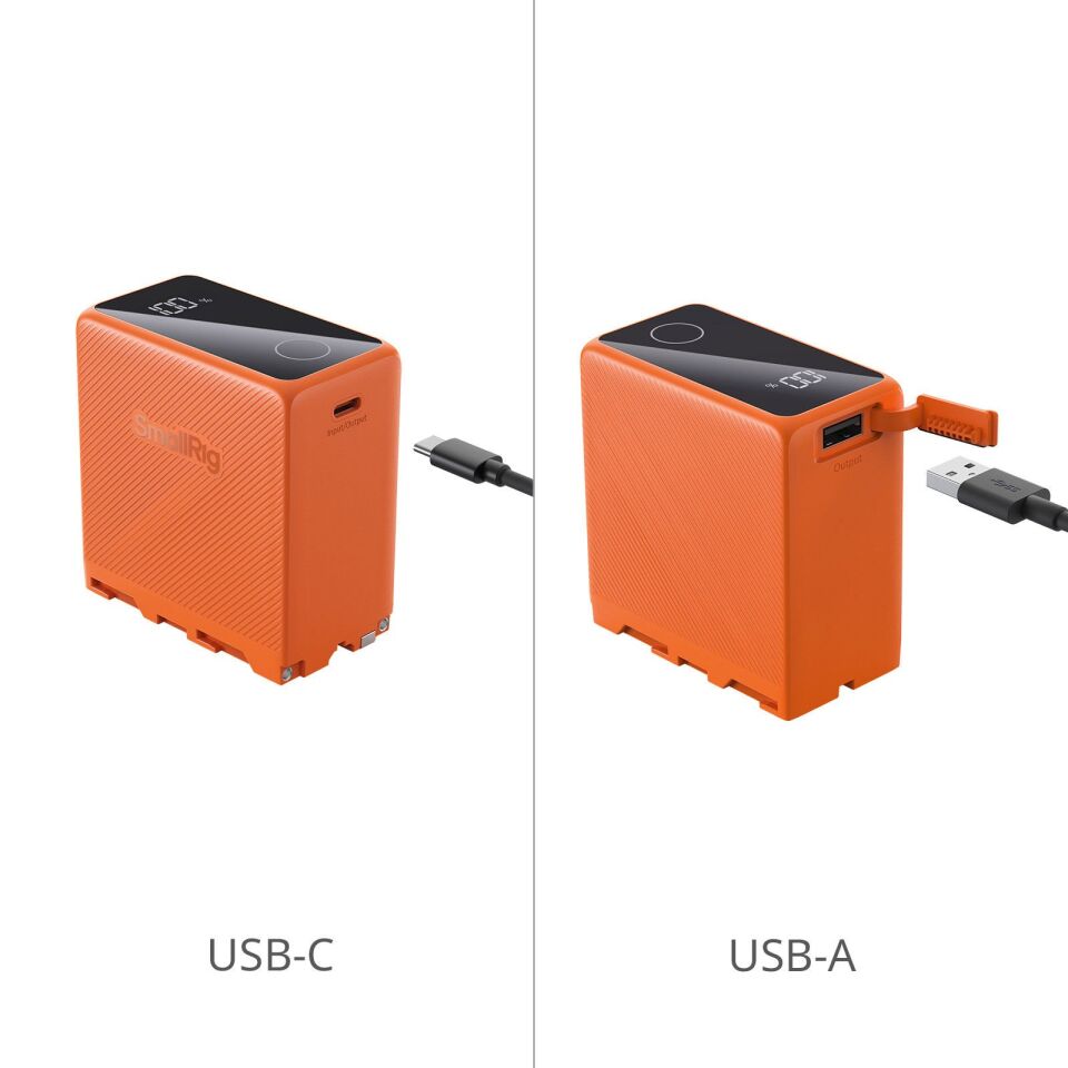 SmallRig 4576 NP-F970 USB-C Şarj Edilebilir Kamera Pili (Turuncu)