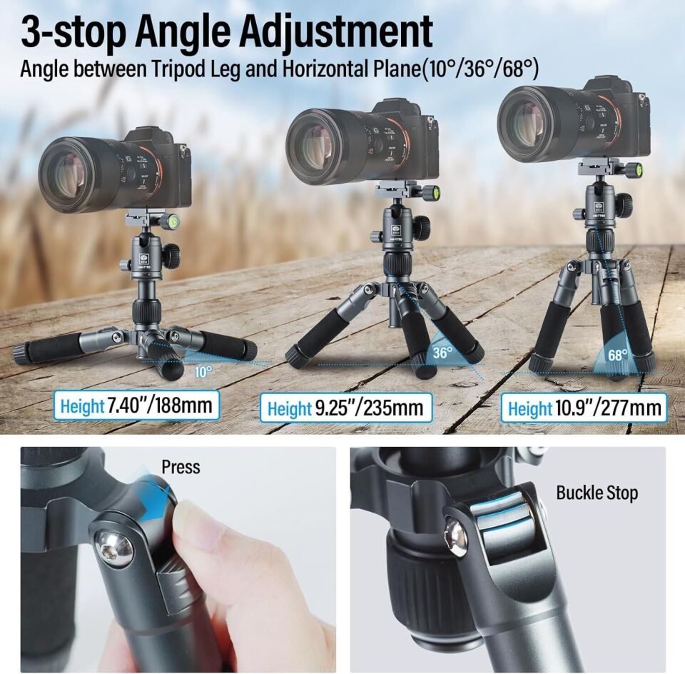 Sirui TT-50 Compact Mini Masaüstü Tripodu (Mat Gri)