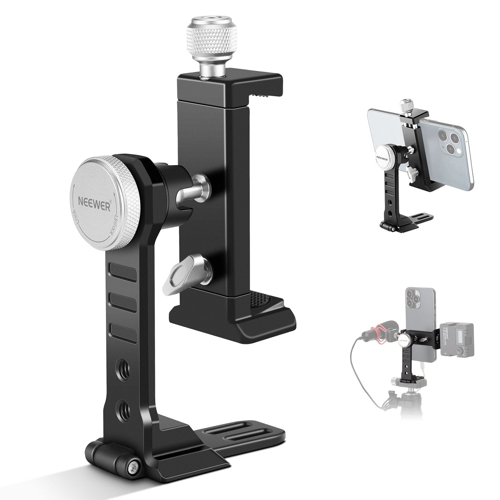 NEEWER PA002 Alüminyum Alaşımlı Döndürülebilir Akıllı Telefon Tripod Adaptörü