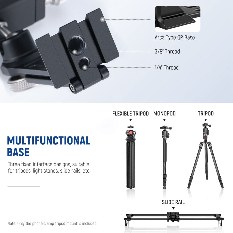 NEEWER PA002 Alüminyum Alaşımlı Döndürülebilir Akıllı Telefon Tripod Adaptörü