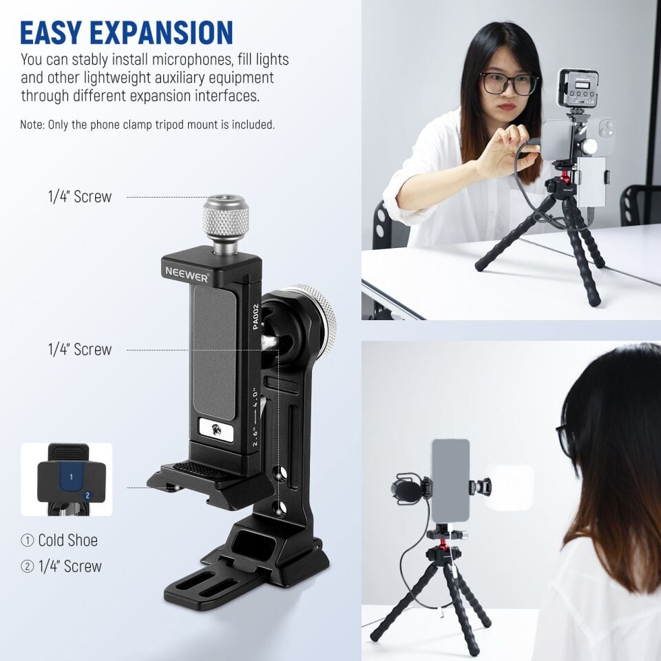 NEEWER PA002 Alüminyum Alaşımlı Döndürülebilir Akıllı Telefon Tripod Adaptörü