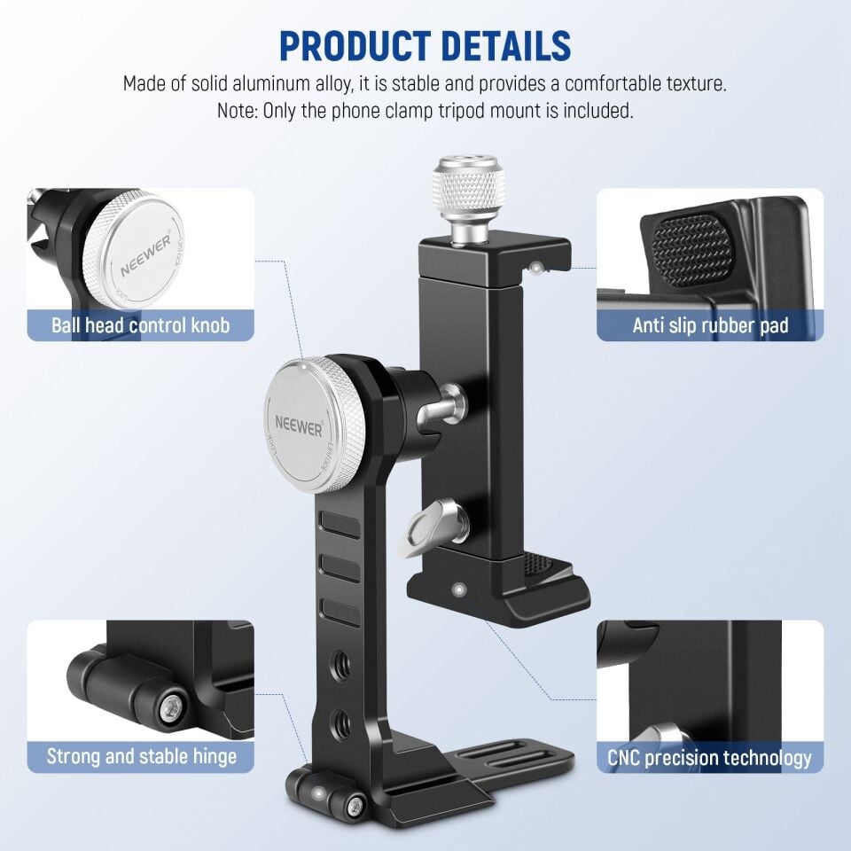 NEEWER PA002 Alüminyum Alaşımlı Döndürülebilir Akıllı Telefon Tripod Adaptörü