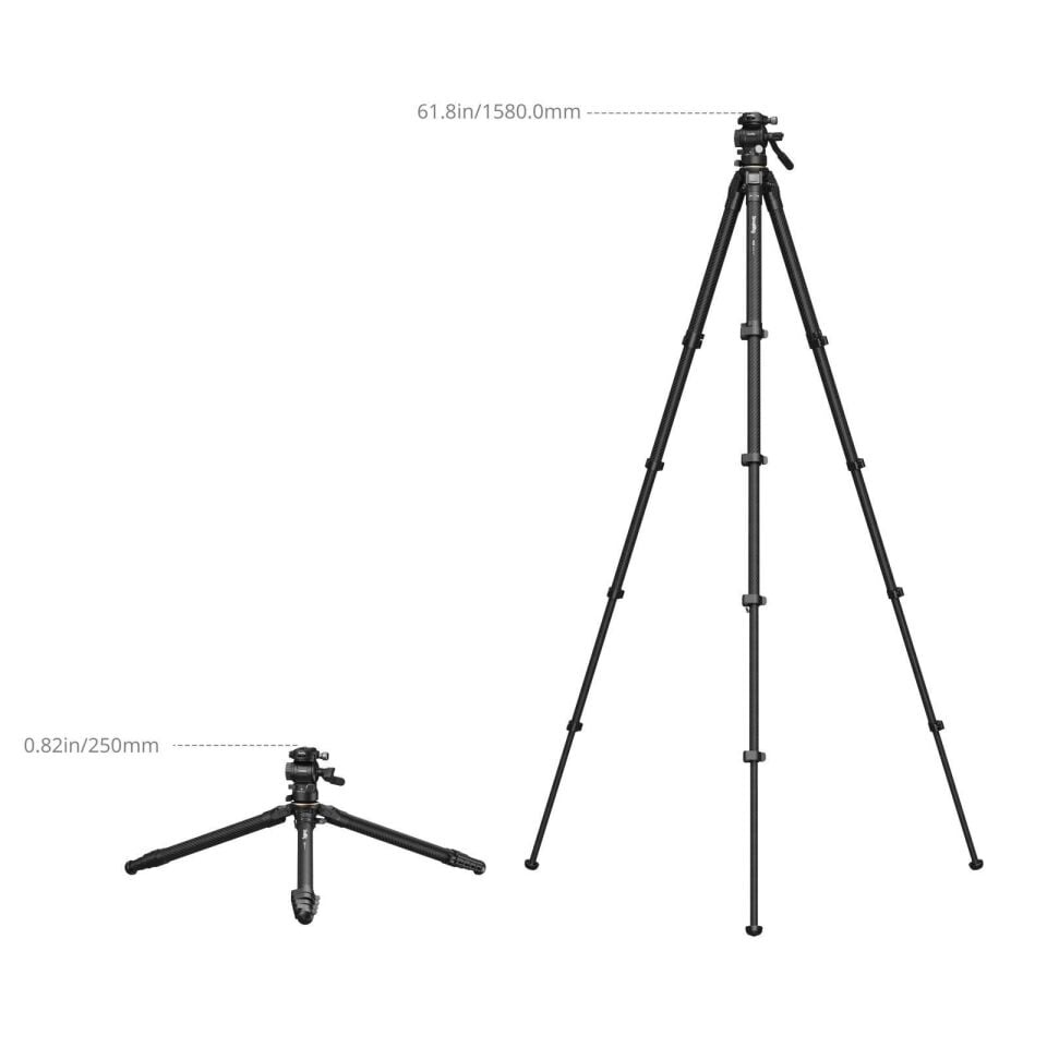 SmallRig 5028 Taşınabilir Karbon Fiber Seyahat Tripod Seti
