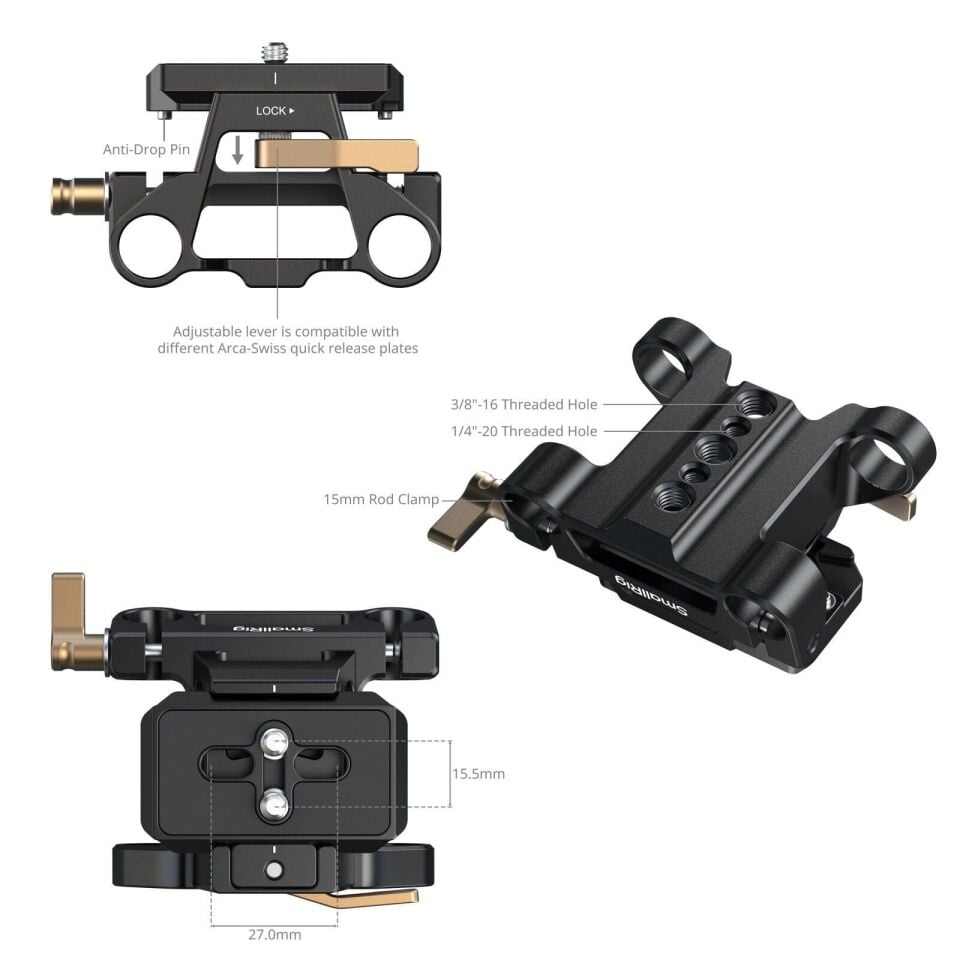 SmallRig 5365 Arca Tipi Montaj   15mm Ray Taban Plakası