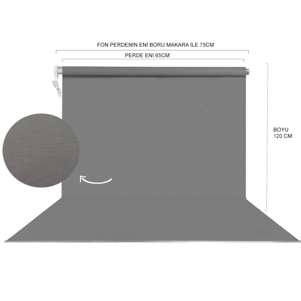 Stüdyo Teknik 65X120Cm Gri Fon Perdesi Seti