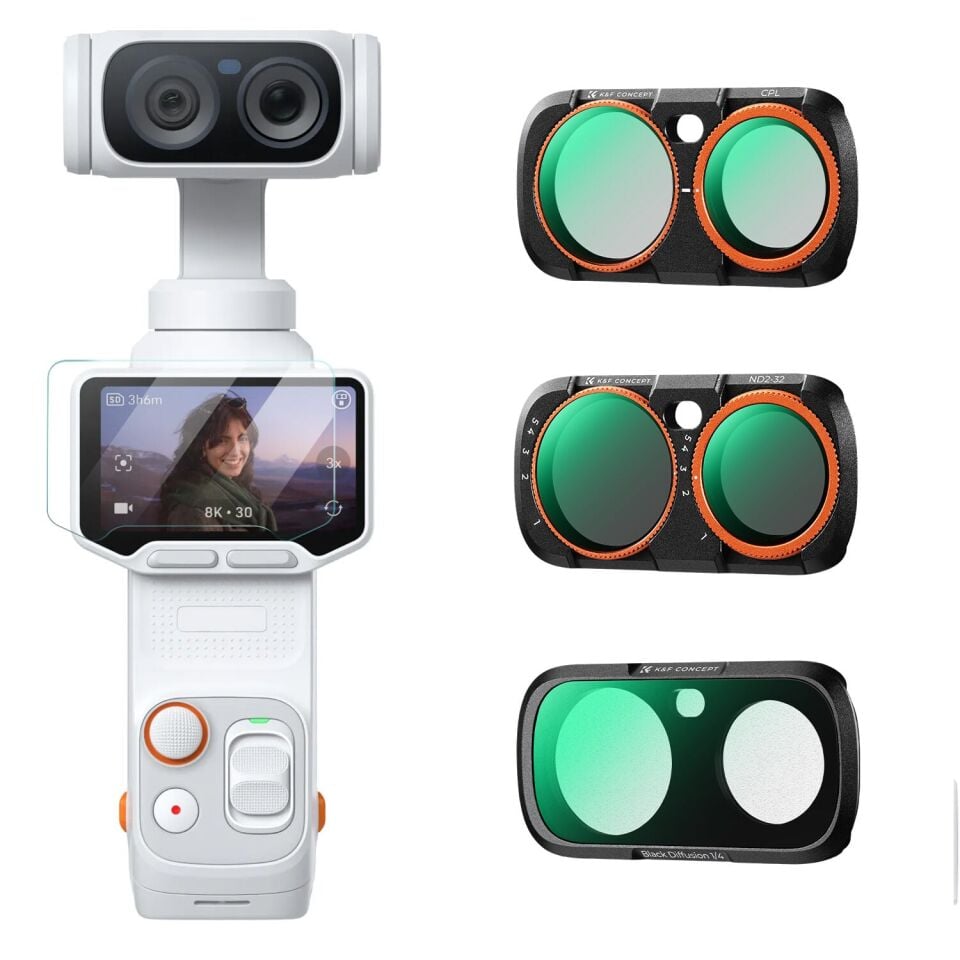 K&F Concept Insta360 Luna Ultra için 3 Parça Filtre Seti (CPL + Black Mist 1/4 + ND2-32)