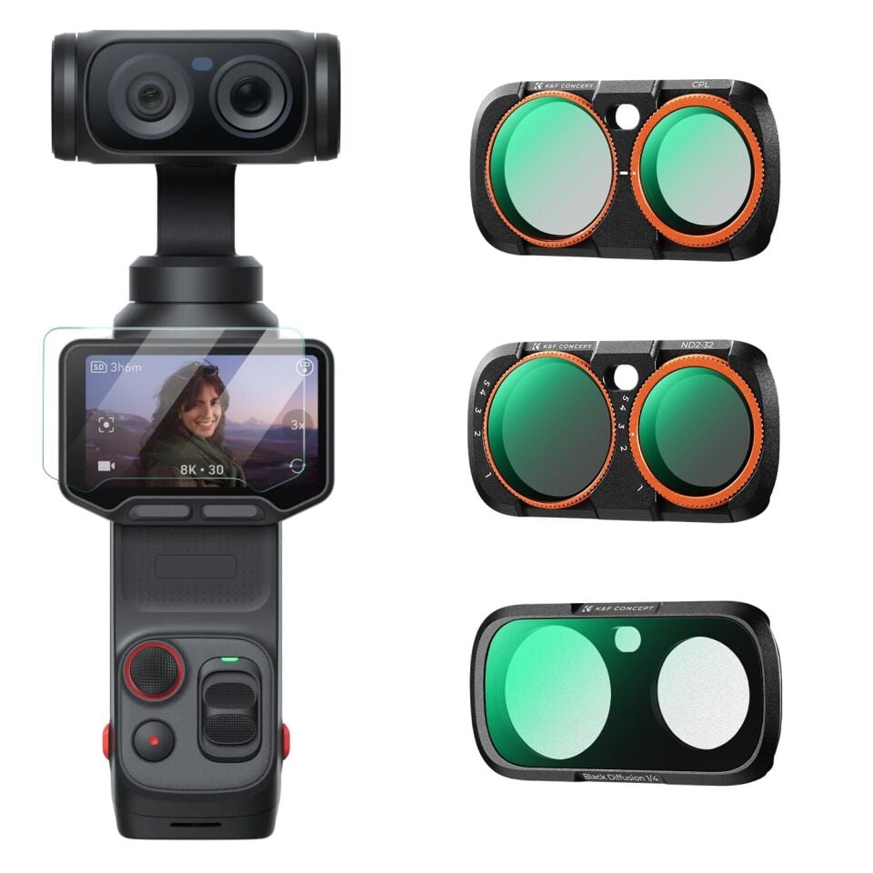 K&F Concept Insta360 Luna Ultra için 3 Parça Filtre Seti (CPL + Black Mist 1/4 + ND2-32)