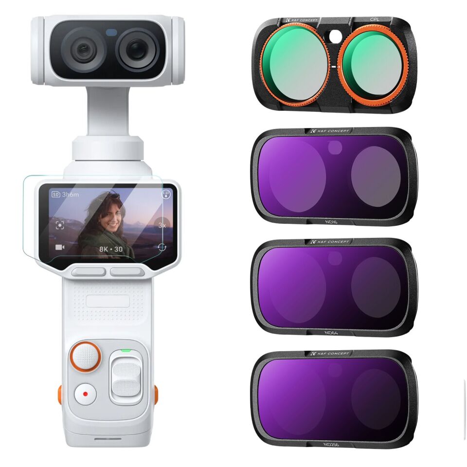 K&F Concept Insta360 Luna Ultra için 4 Parça Filtre Seti (CPL + ND16 + ND64 + ND256)