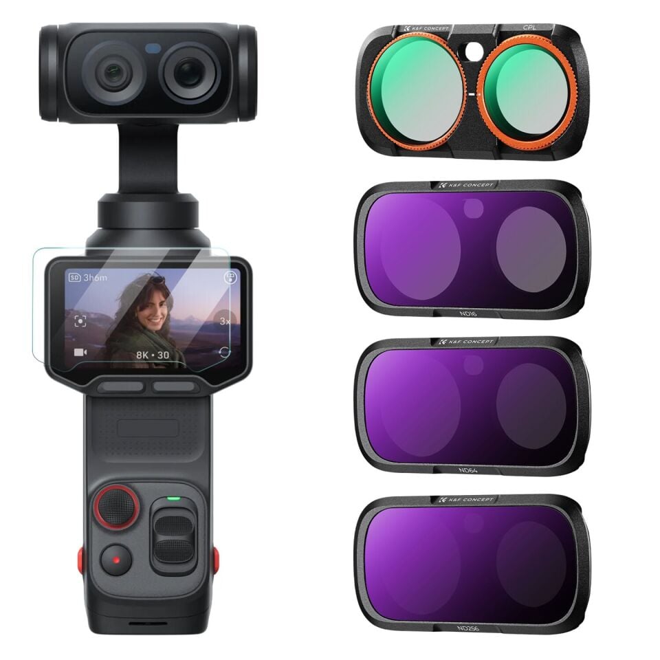 K&F Concept Insta360 Luna Ultra için 4 Parça Filtre Seti (CPL + ND16 + ND64 + ND256)