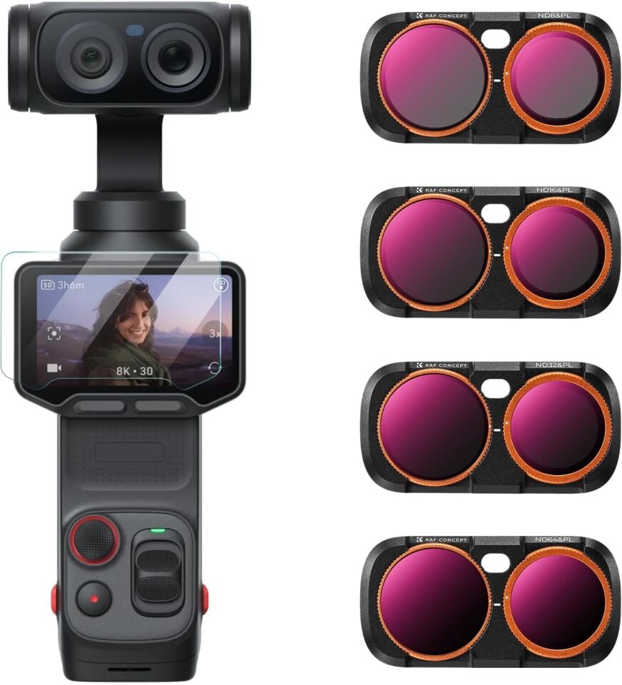 K&F Concept Insta360 Luna Ultra için 4 Parça ND/PL Filtre Seti (ND8/PL, ND16/PL, ND32/PL, ND64/PL)